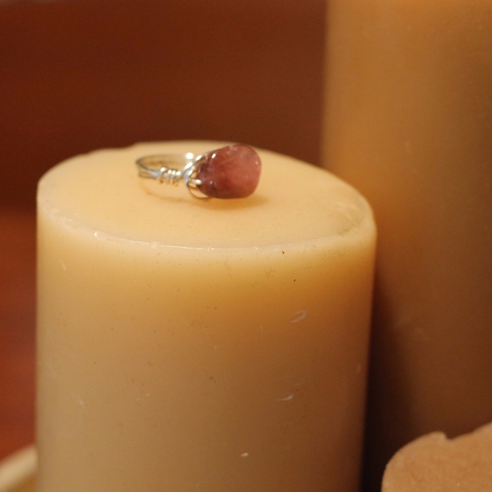 Handmade Silver Ring with Pink Stone