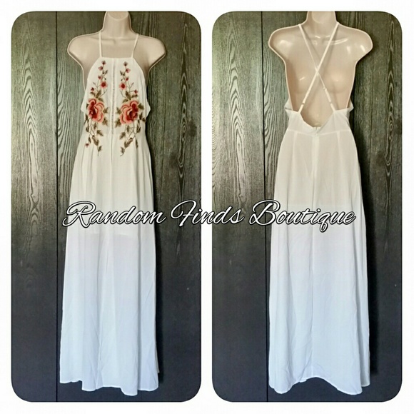💥5 STARS Floral embroidered maxi mini white dress - Picture 5 of 8