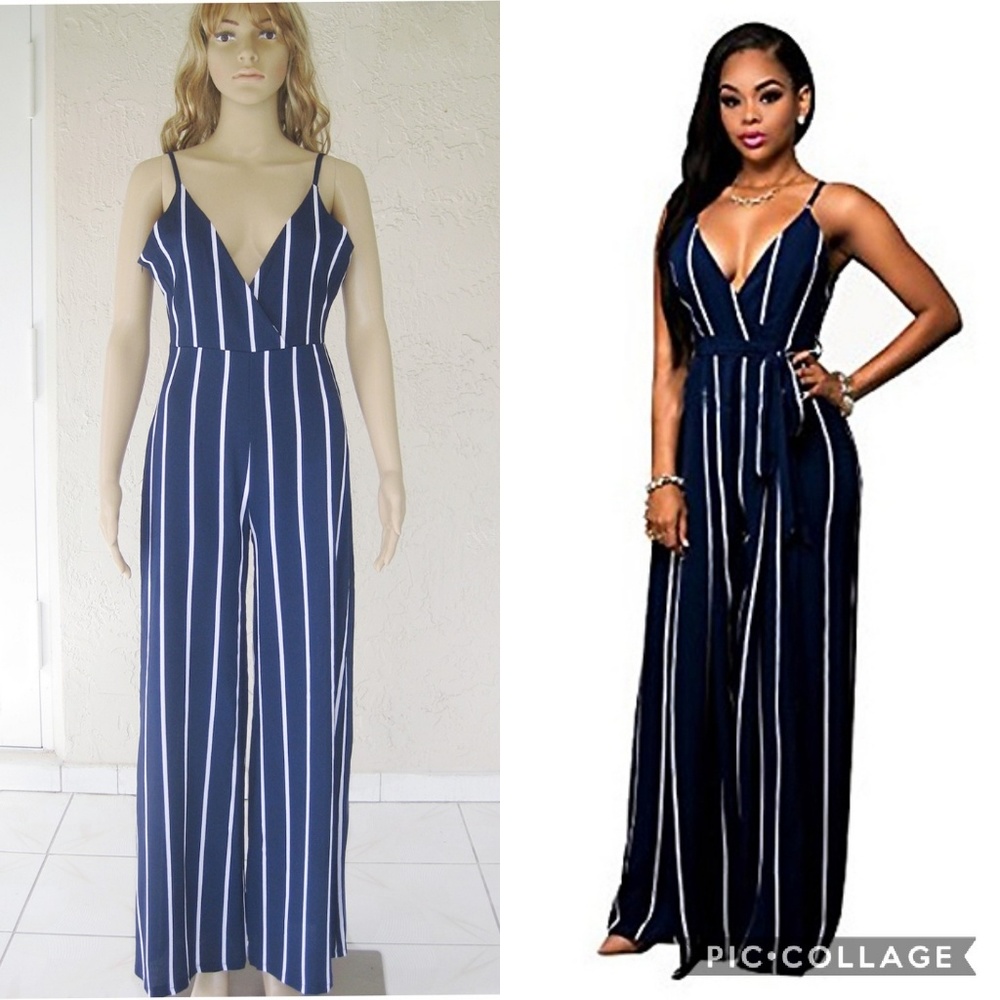 Never Worn Wide Leg Jumpsuit with V-neck (M)