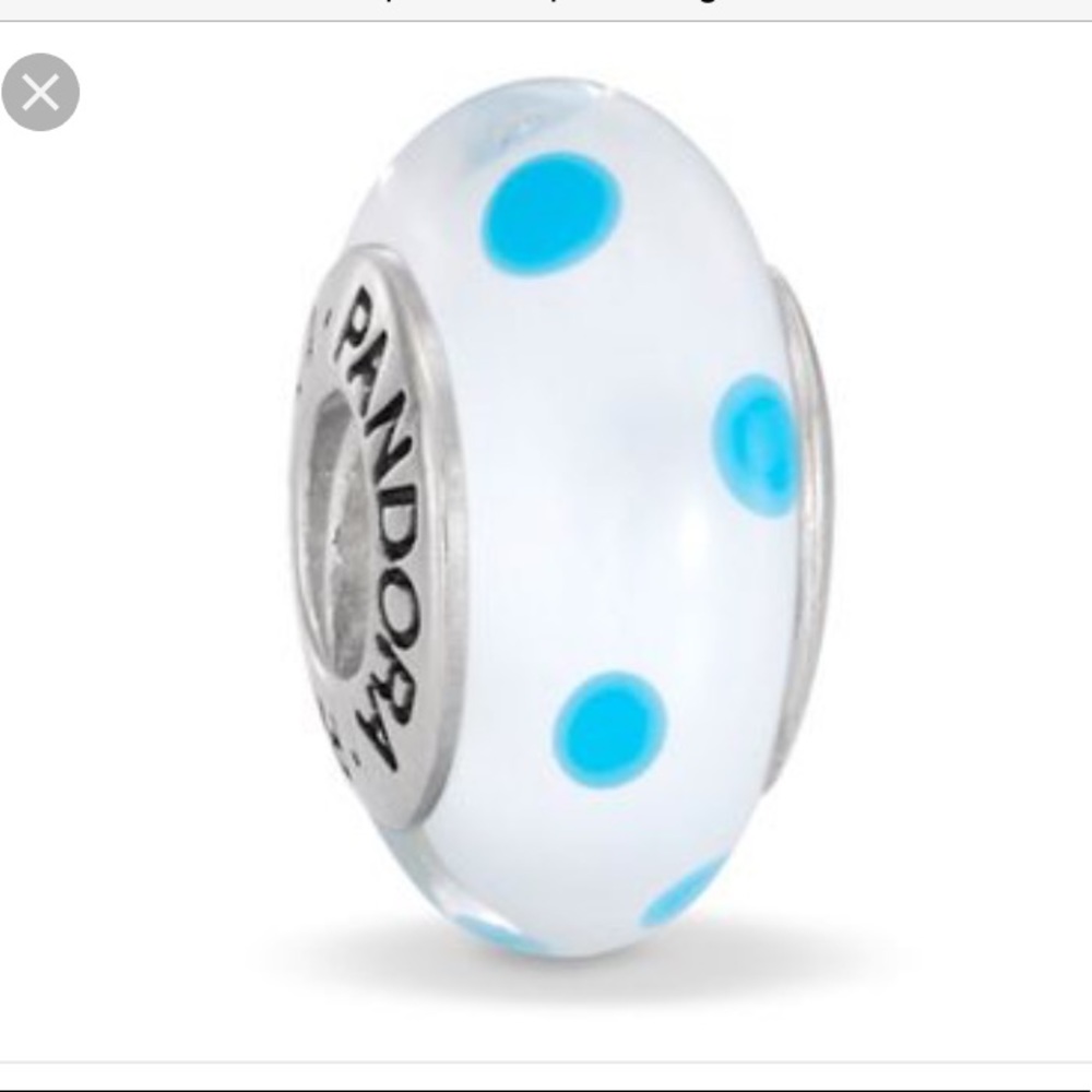 White and blue glass Pandora charm