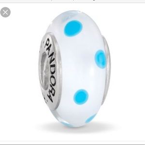 White and blue glass Pandora charm