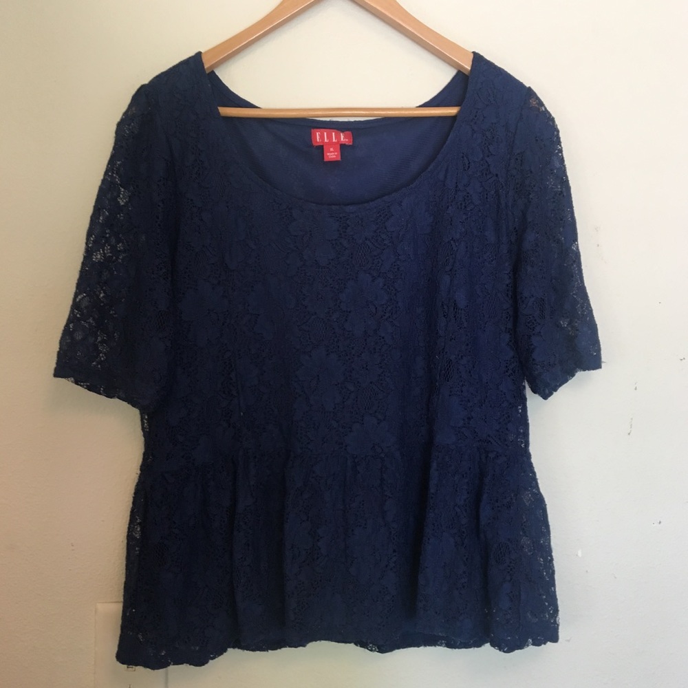Elle Peplum Navy Blue Top