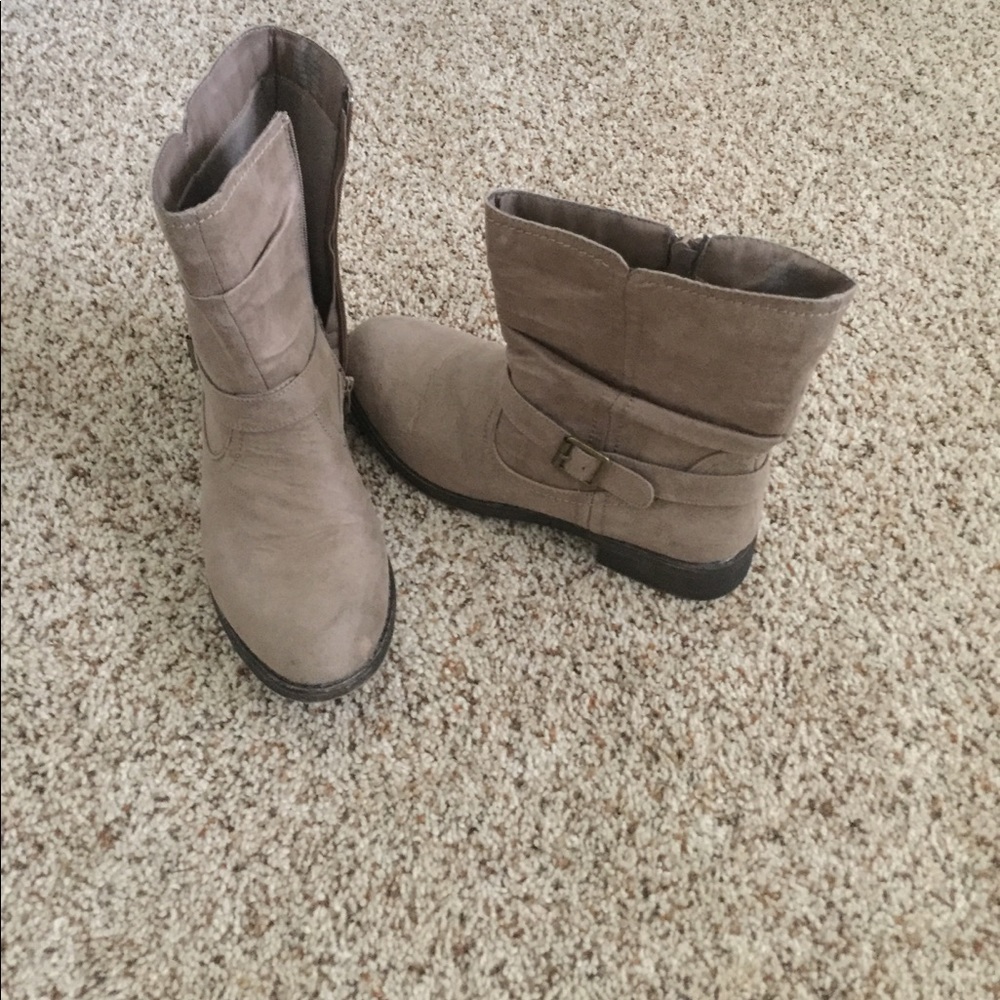 Tan calf high boots