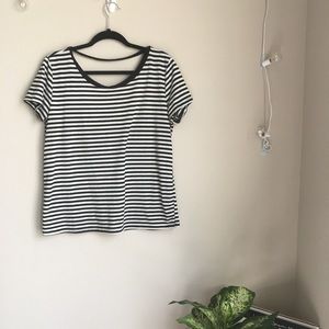 Black and white striped open back top