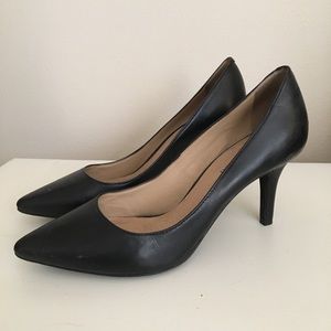 Antonio Melani Black Leather Kitten Heel