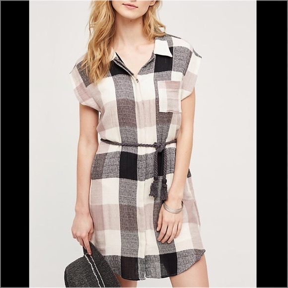 Anthropologie Plaid Gauze Shirtdress - Picture 2 of 4