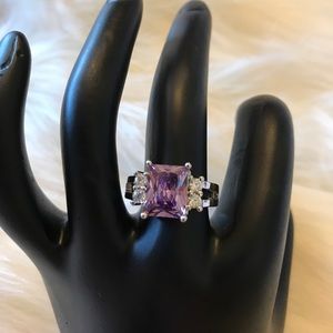 Sterling Silver Plated Purple Stone CZ Ring
