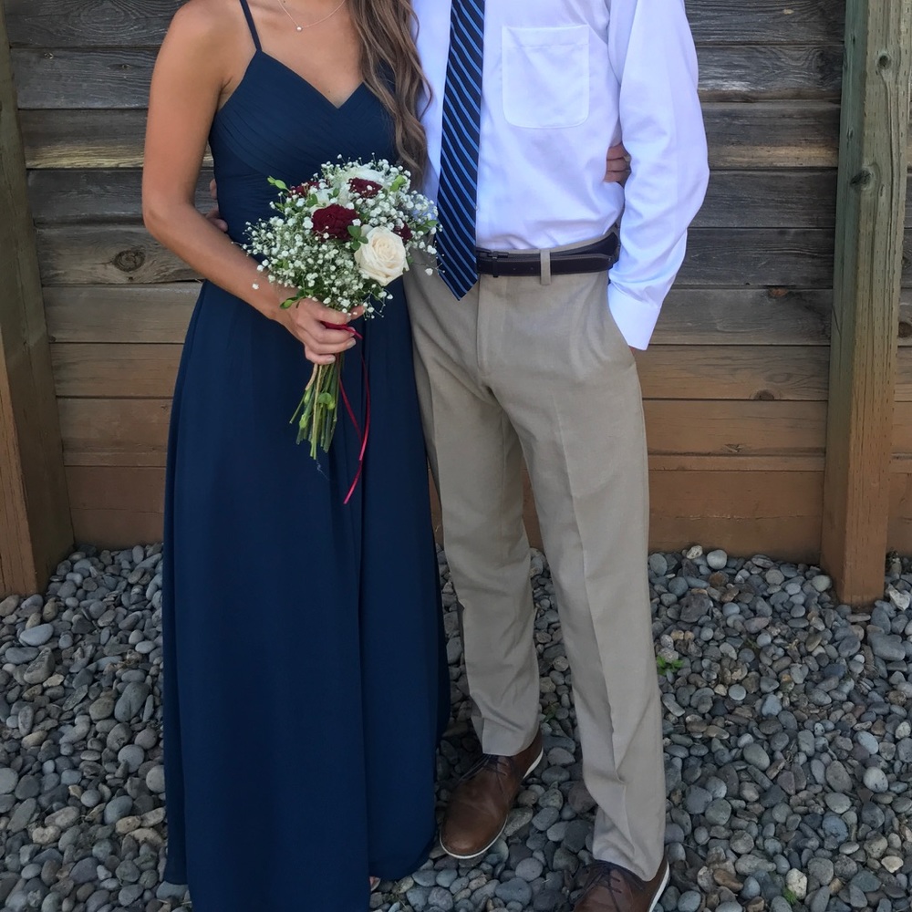 Dark blue bridesmaid or prom dress
