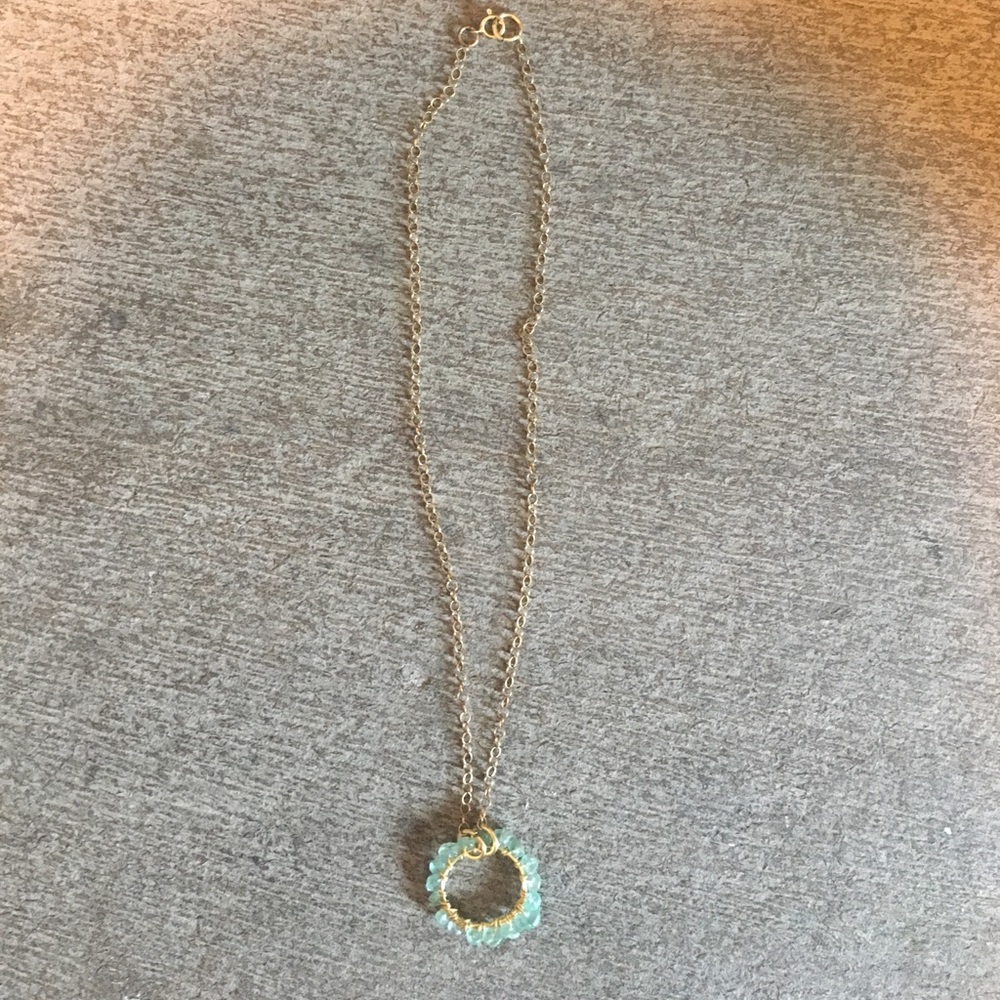 Blue Hoop Pendant Necklace