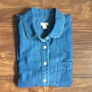 J.Crew Factory Denim Chambray Short Sleeve Shirt