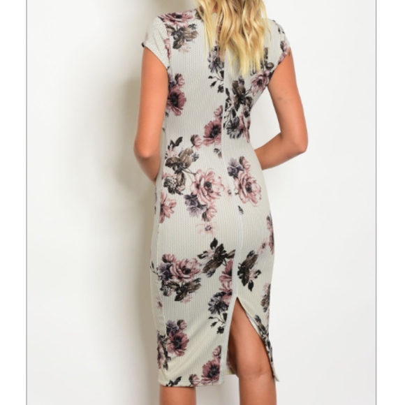 Cap Sleeve Plum Floral Sheath Dress - Picture 2 of 4