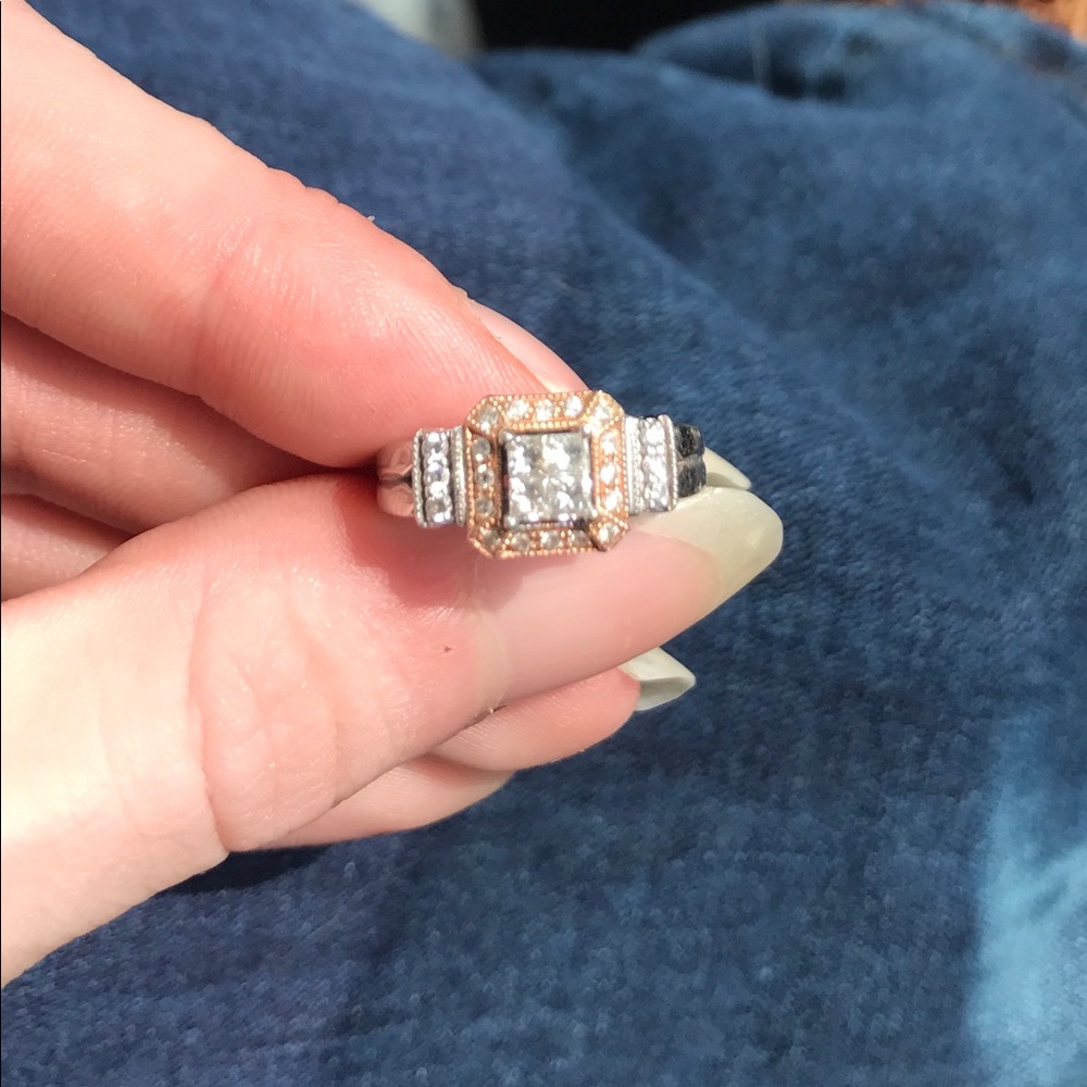 White Gold & Rose Gold Diamond Engagement Ring