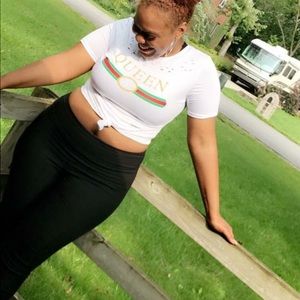 Queen Tee (white) (distressed) (knitted shirt)