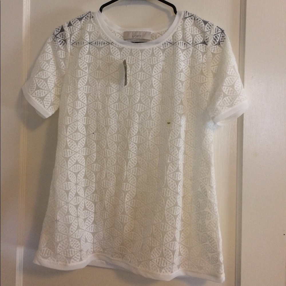 💟 LOFT White Lace Top. NWT!!