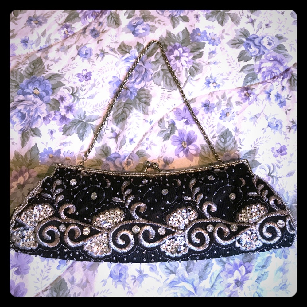 Black & Silver Sequin Formal Purse