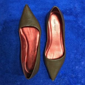Nine West Brown Leather Point Flats