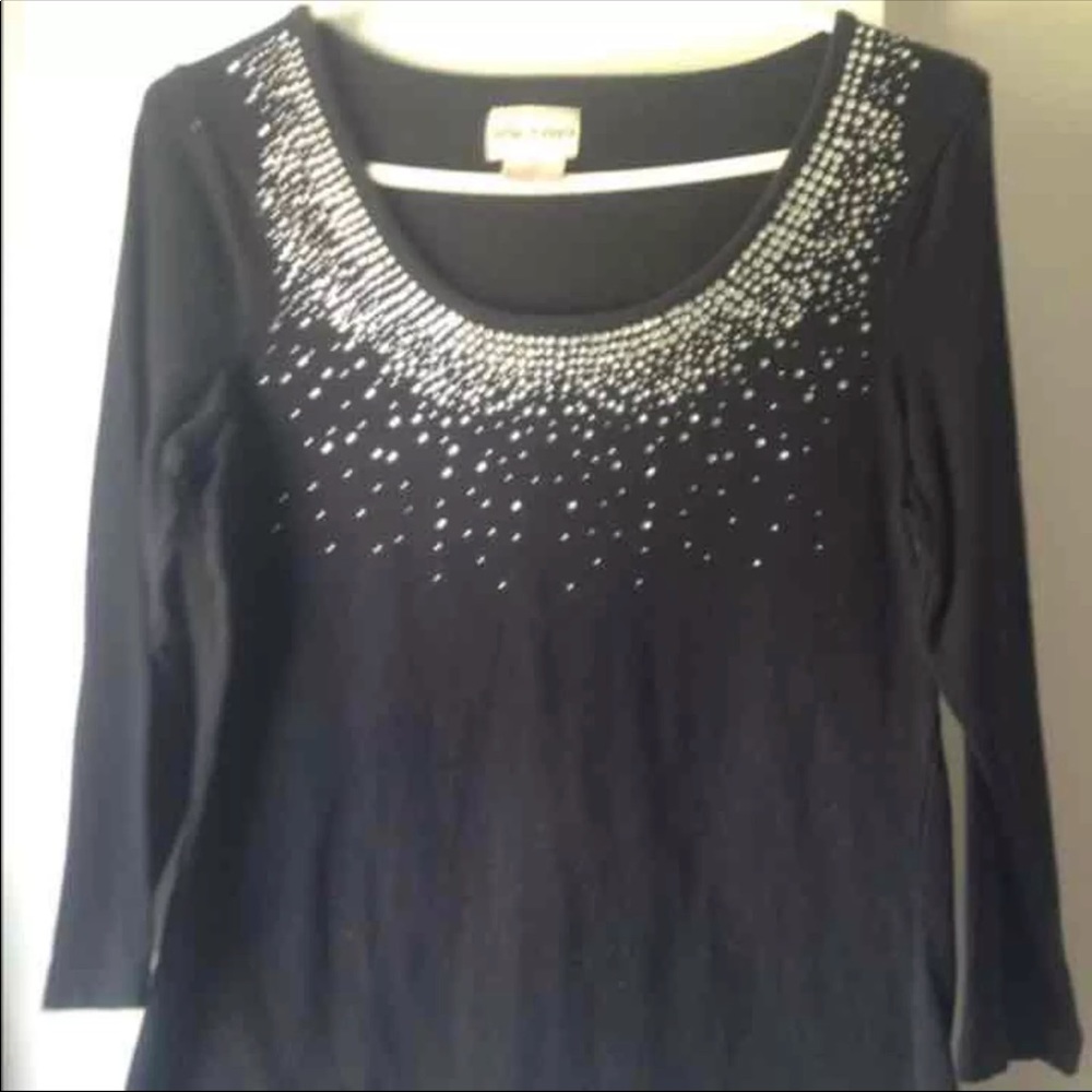 3/4 sleeve rhinestone Top
