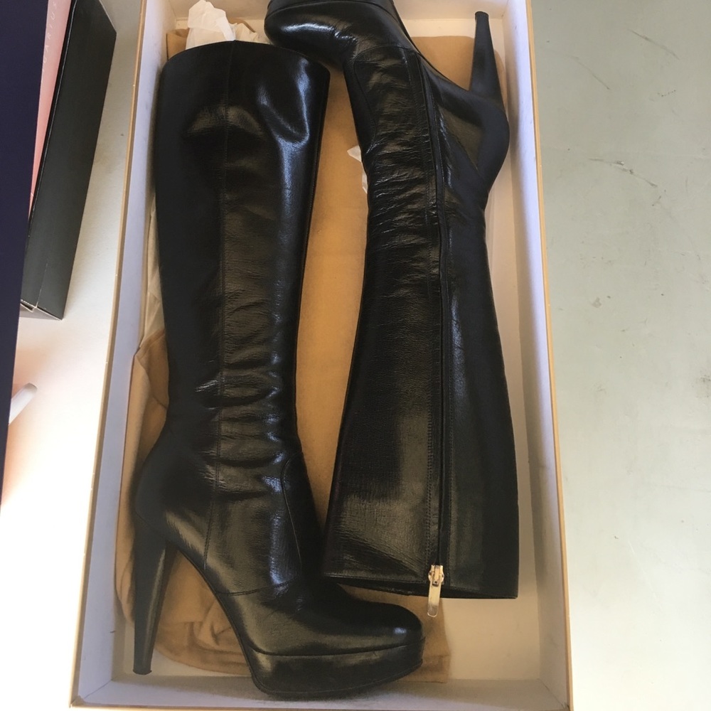 Sergio rossi black heel knee boots