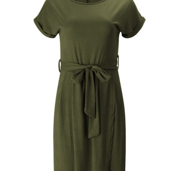 Last Small• Maxi Wrap Cuffed Sleeve Dress | Olive - Picture 7 of 7