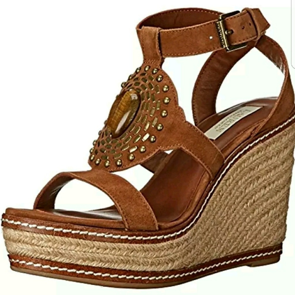 Ralph Lauren Womens Sophia Brown Wedge Sandal