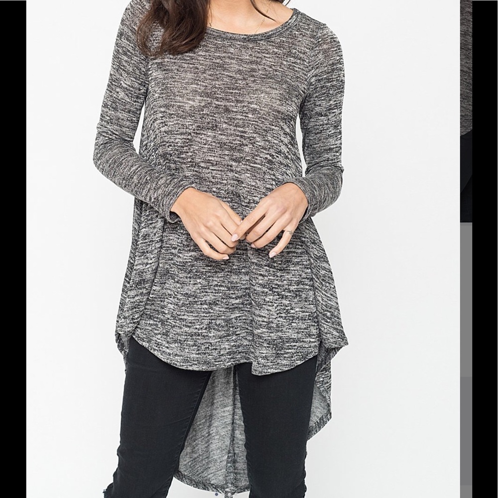 Black melange high-low top