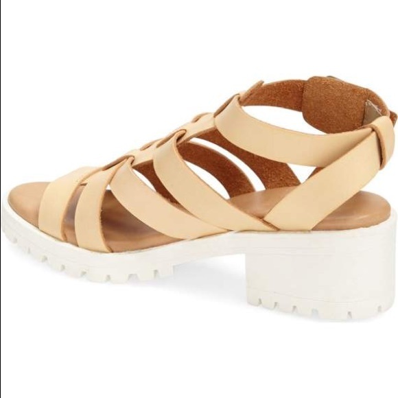 Tan Cutout Chunky Heel Gladiator Sandal - Picture 7 of 7