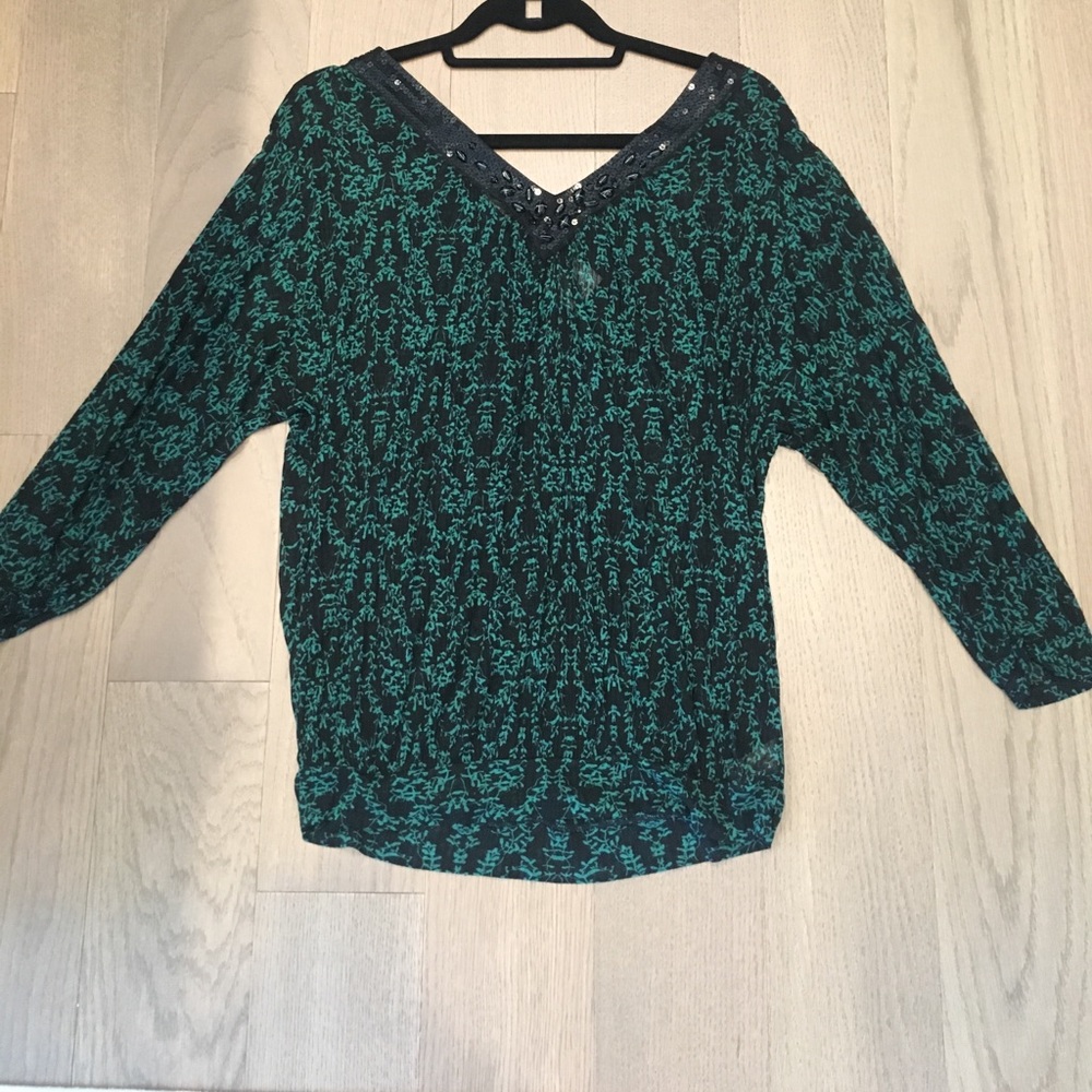 Free People Top with Sequins and Jewel Accents