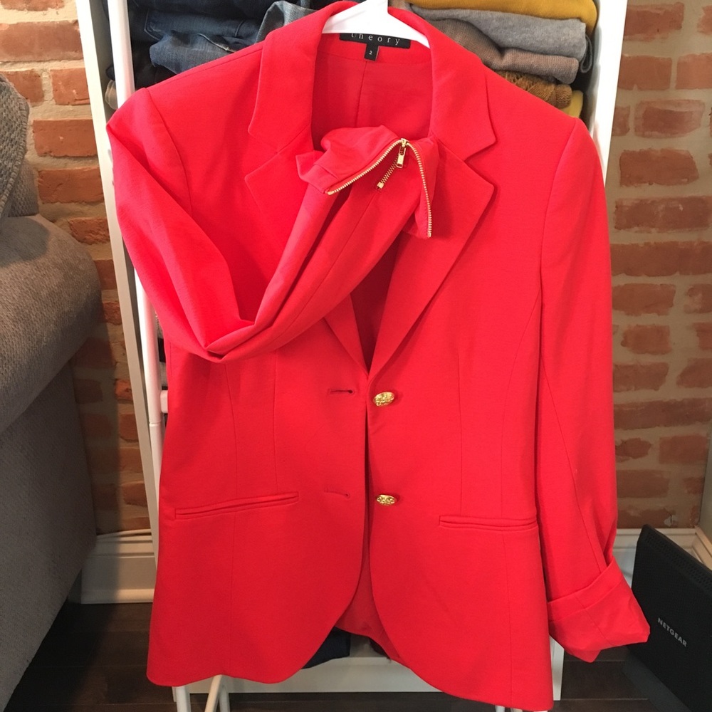 Theory blazer with gold zipper detail