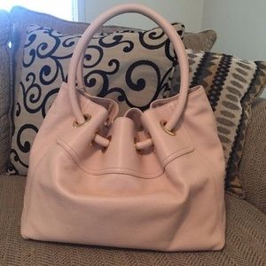 EYE-CATCHING BEIGE NUDE 37CM GENUINE LEATHER BAG