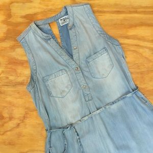 ✨Basic Chambray Denim Pocketed Jumper Dress🌵🌈⭐️