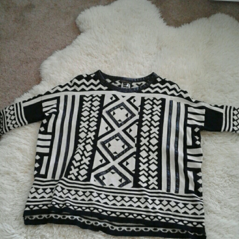 Tribal knit three quarter length sweater