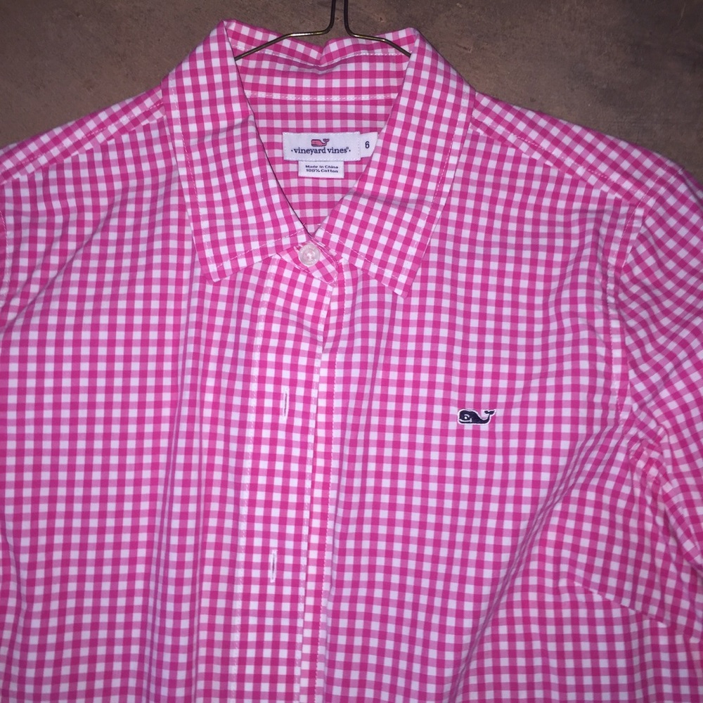 Pink Gingham Button up