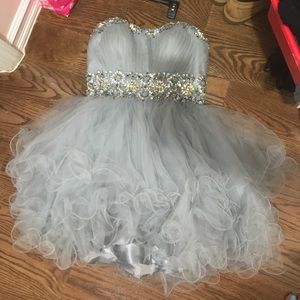 Grey sweet/quince dress, rhinestones, corset back