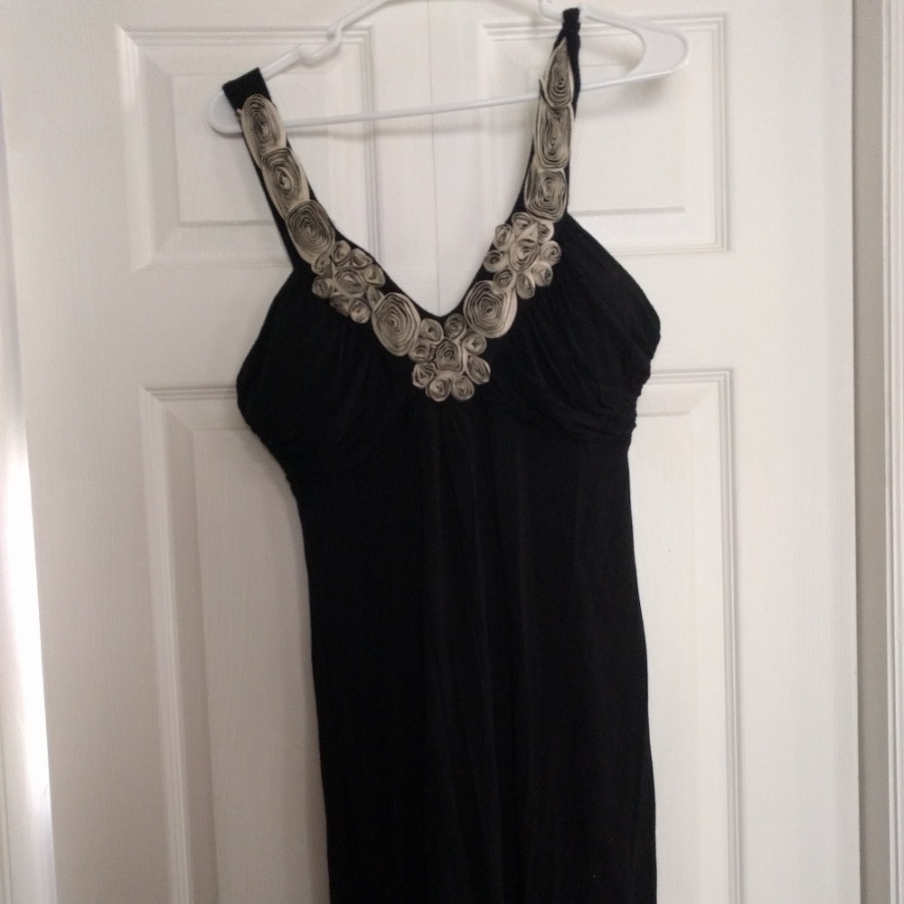Flower Trim little Black Dress
