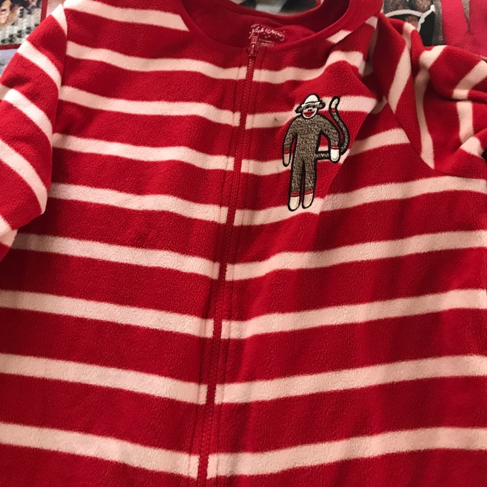 Sock monkey onesie with footsies