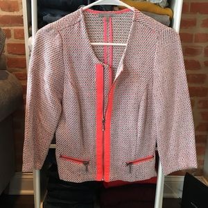 Tweed asymmetric collarless blazer