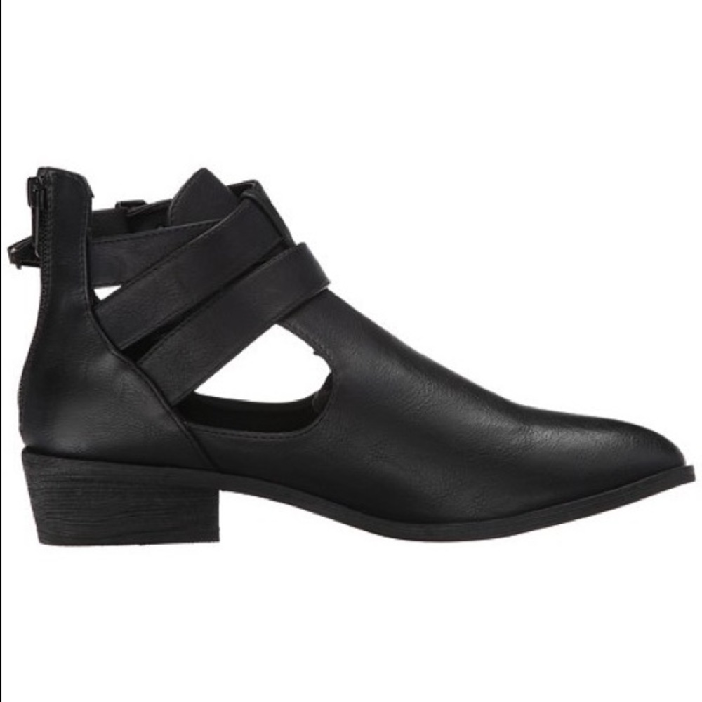 Matt Black Buckle Ankle Boot - Picture 3 of 8
