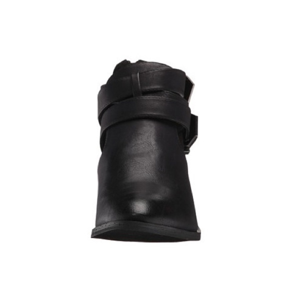 Matt Black Buckle Ankle Boot - Picture 4 of 8