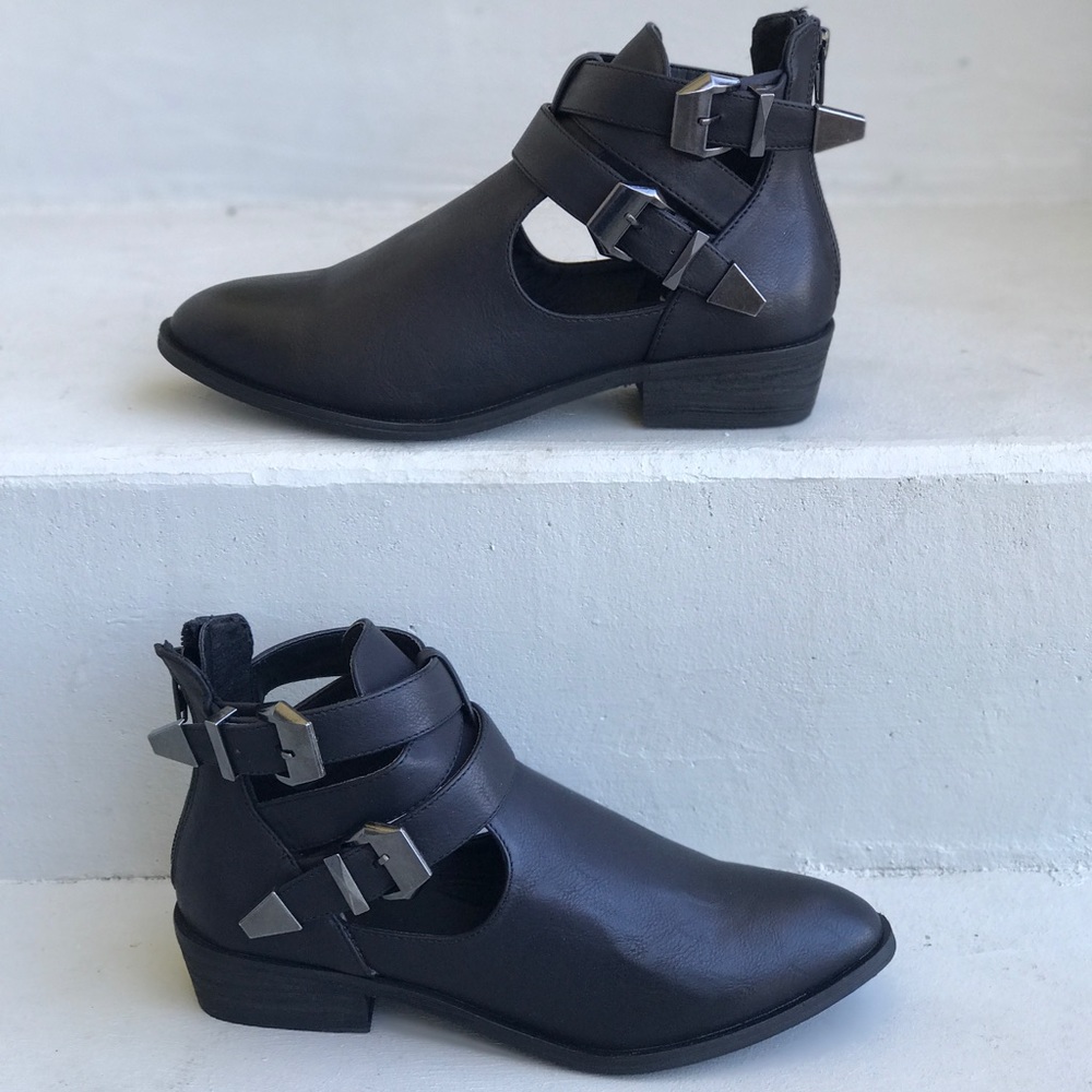 Matt Black Buckle Ankle Boot - Picture 6 of 8