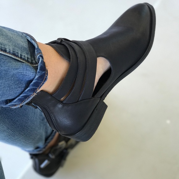 Matt Black Buckle Ankle Boot - Picture 7 of 8