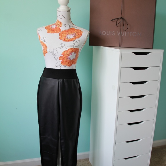 🥑 Papaya Black Pleather and cotton Leggings - Picture 7 of 8