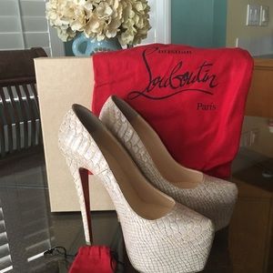 Christian Louboutin nude platform pumps