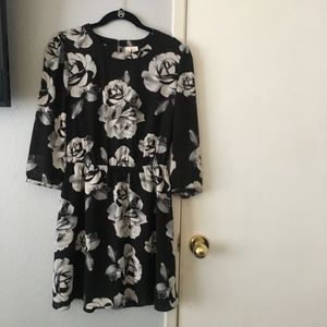Forever 21 Floral 3/4 Sleeve Dress