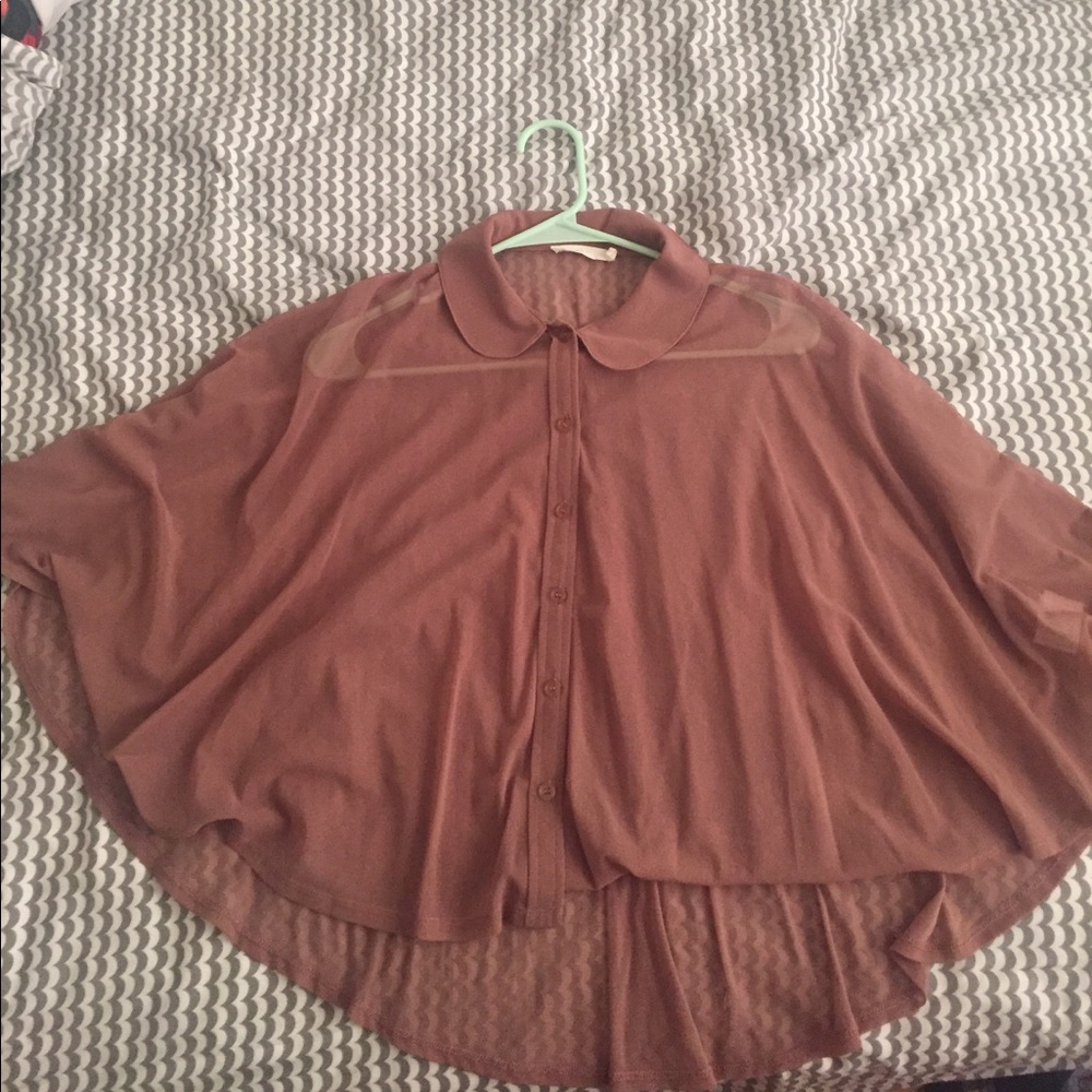 Nasty gall sheer blush pink cape top