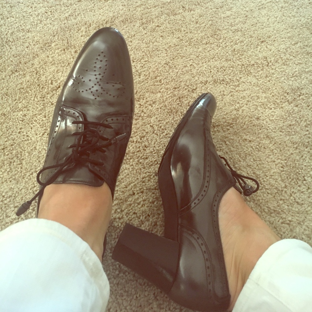 Gunmetal heeled oxfords