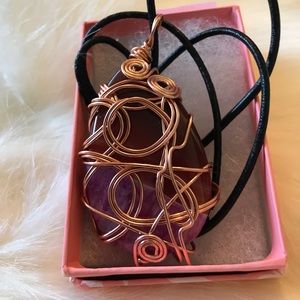 Wire Wrap Ladies Porcelain Stone Necklace