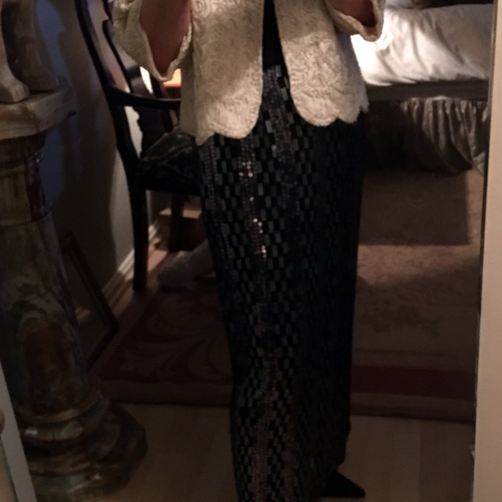 Chetta B BLACK LONG SEQUIN SKIRT SLEEK