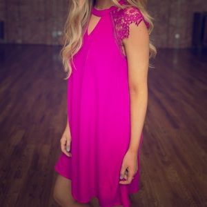 Lace shoulder boutique dress