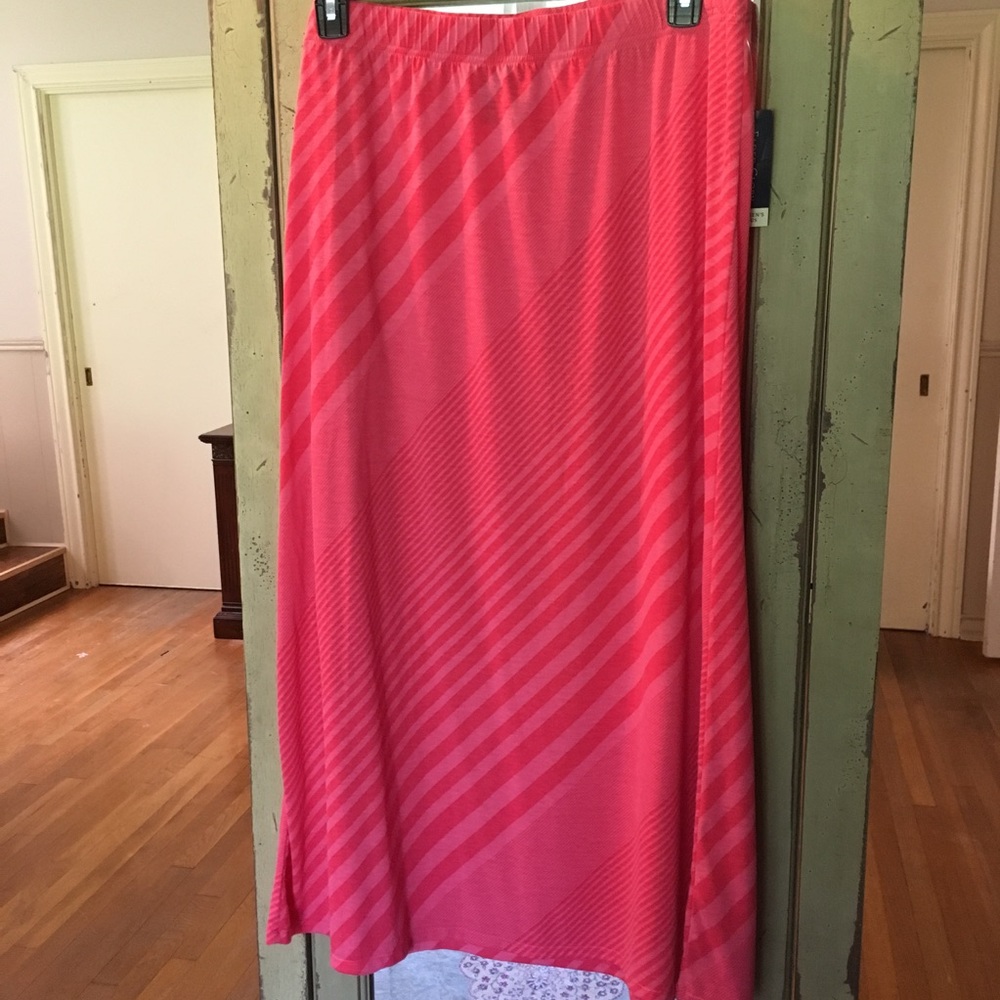 Coral striped maxi skirt