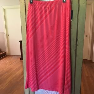 Coral striped maxi skirt